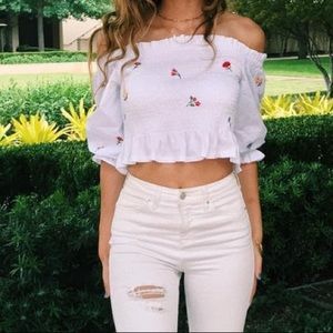 Floral off the shoulder zara top